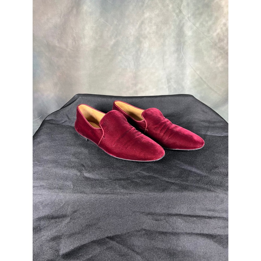 The Row Burgundy Velvet Loafers Wine Red Italian Leather Flats Size 38